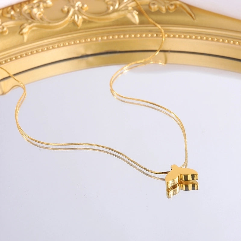 Elegant Lady Fish Tail Titanium Steel Pendant Necklace