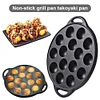 Cast Iron Grilling Pan Cooking Plate 15 Holes Nonstick Octopuses Meat Balls Mold