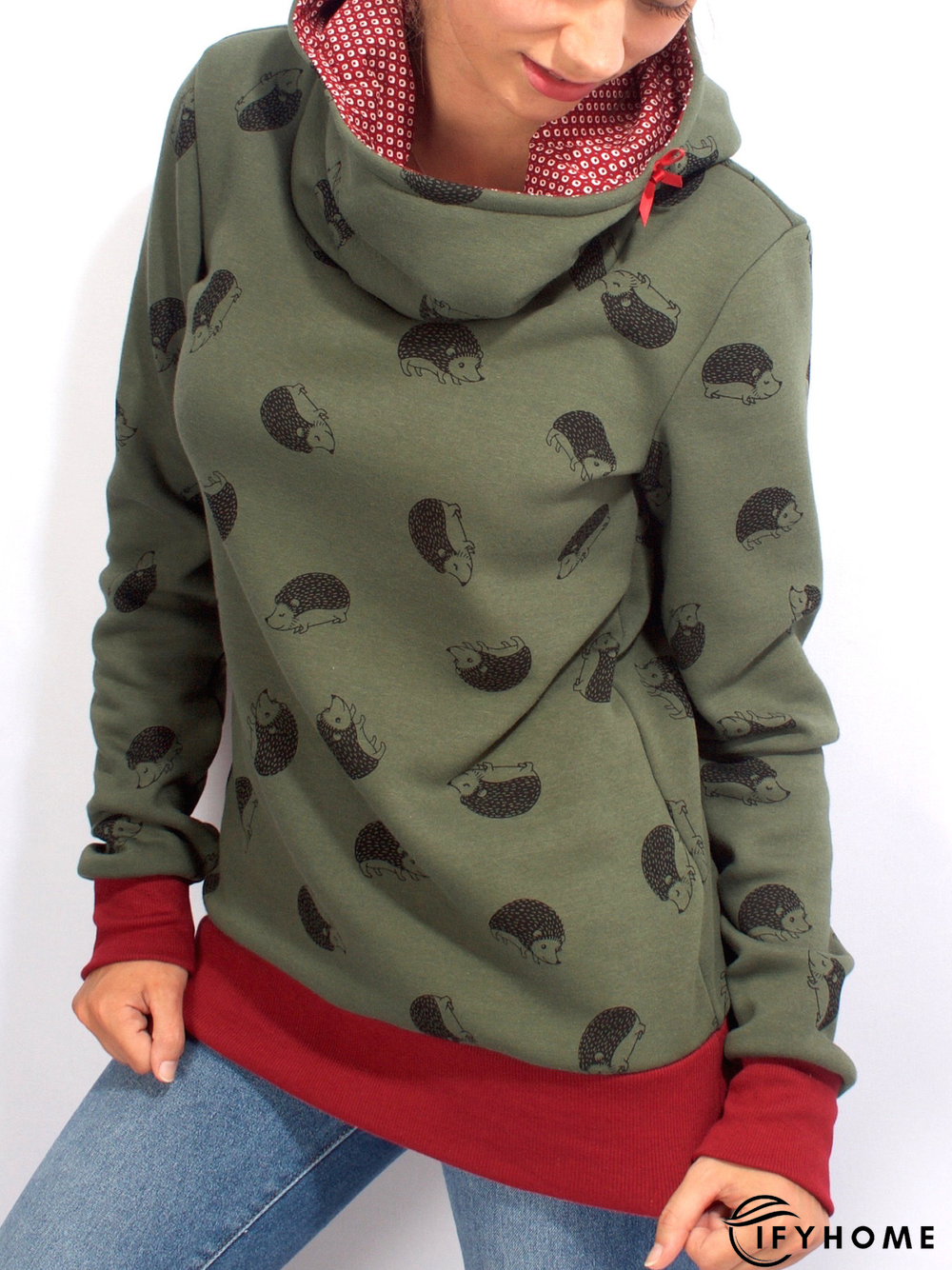 Casual Hoodie Cotton-Blend Printed Sweatshirts | IFYHOME