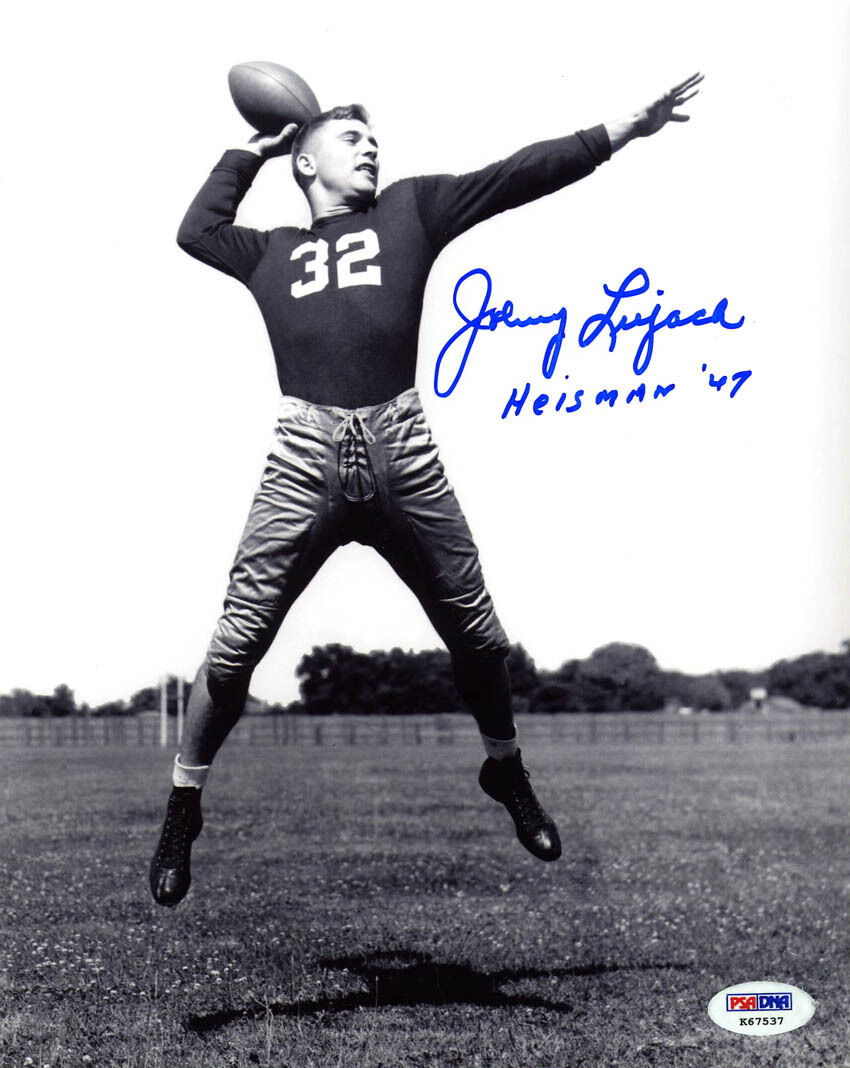 Johnny Lujack SIGNED 8x10 Photo Poster painting + Heisman '49 Notre Dame PSA/DNA AUTOGRAPHED