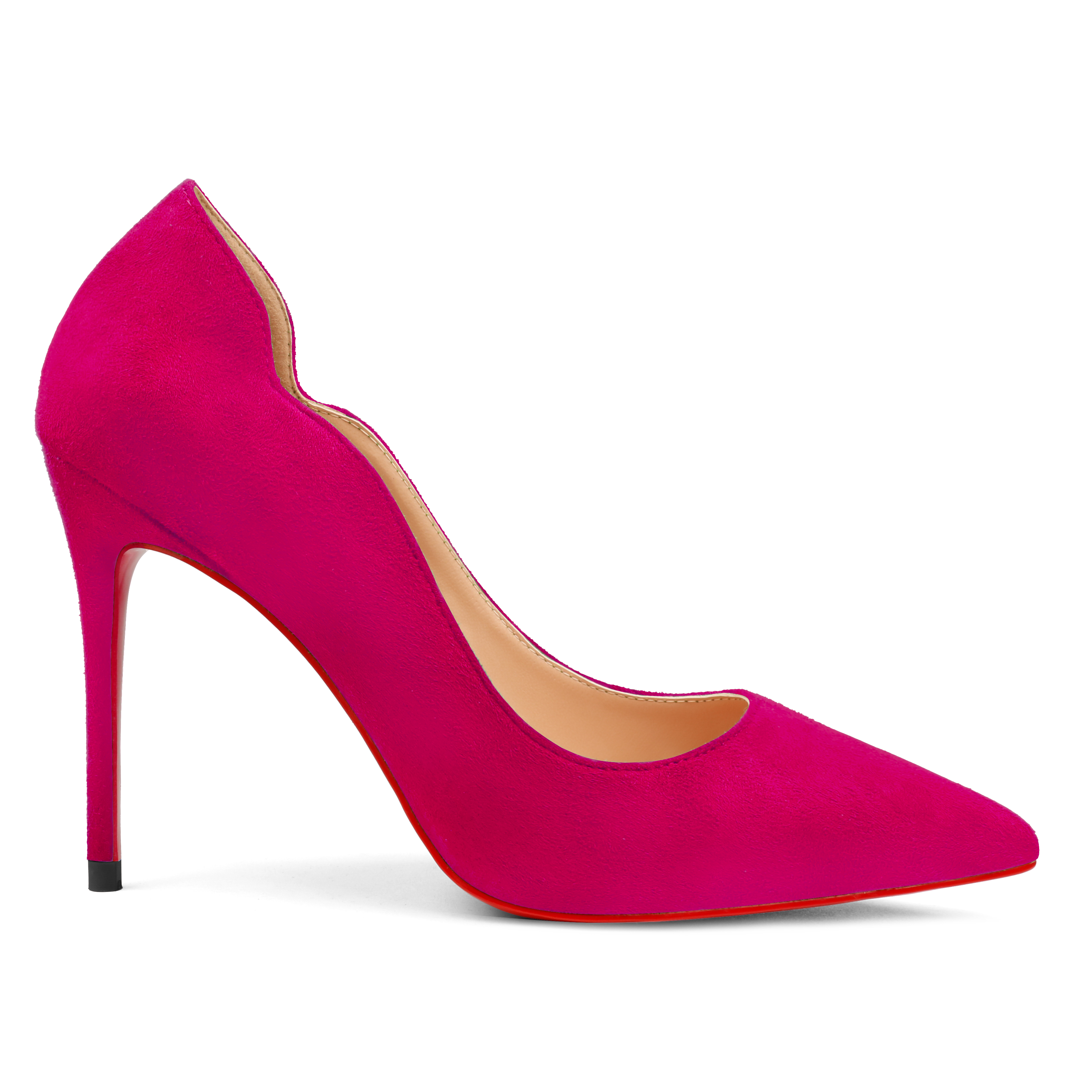 3.94" Women's Classic Pointed Toe Suede Shoes Red Bottom High Heels for Party Wedding Pumps-MERUMOTE