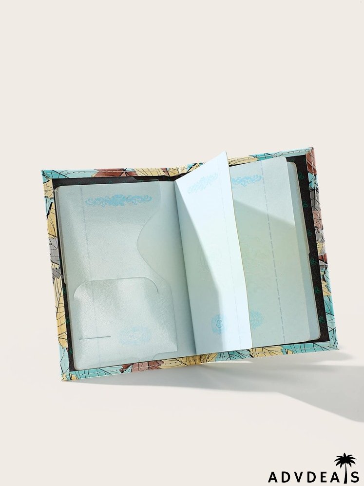 Colorblock Leaves Graphic Passport Case