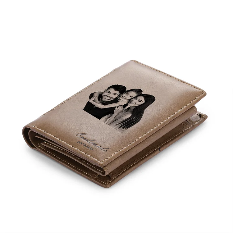Custom Inscription Photo Engraved Wallet Leather Gift Box Set