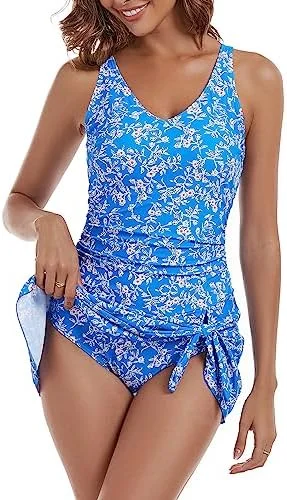 One Piece Tummy Control Swimdress for Women 