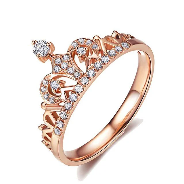 Rose Gold Crown Promise Rings Gifts For Her