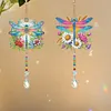 2pcs Dragonfly DIY Acrylic Diamond Painting Wind Chime for Adult 5D Diamond Painting Suncatcher with Crystal Pendant Double Sided Hanging Diamonds Art Paint Ornament Gift for Home