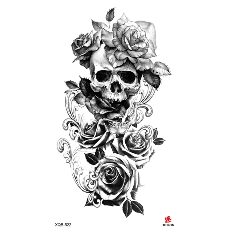 Sdrawing Full Arm Waterproof Tattoo Sticker Totem Animal Skeleton Small Arm Tattoo Sticker