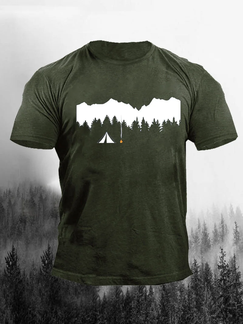 Mountain camping print short-sleeved men's T-shirt in  mildstyles