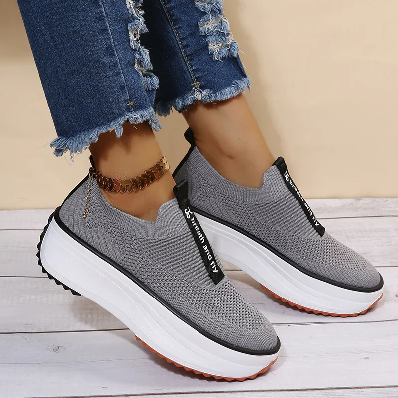 Canrulo Women Platform Sneakers Fashion Spring Autumn Female Sports Shoes Breathable Walking Casual Flats Ladies Vulcanized Shoes