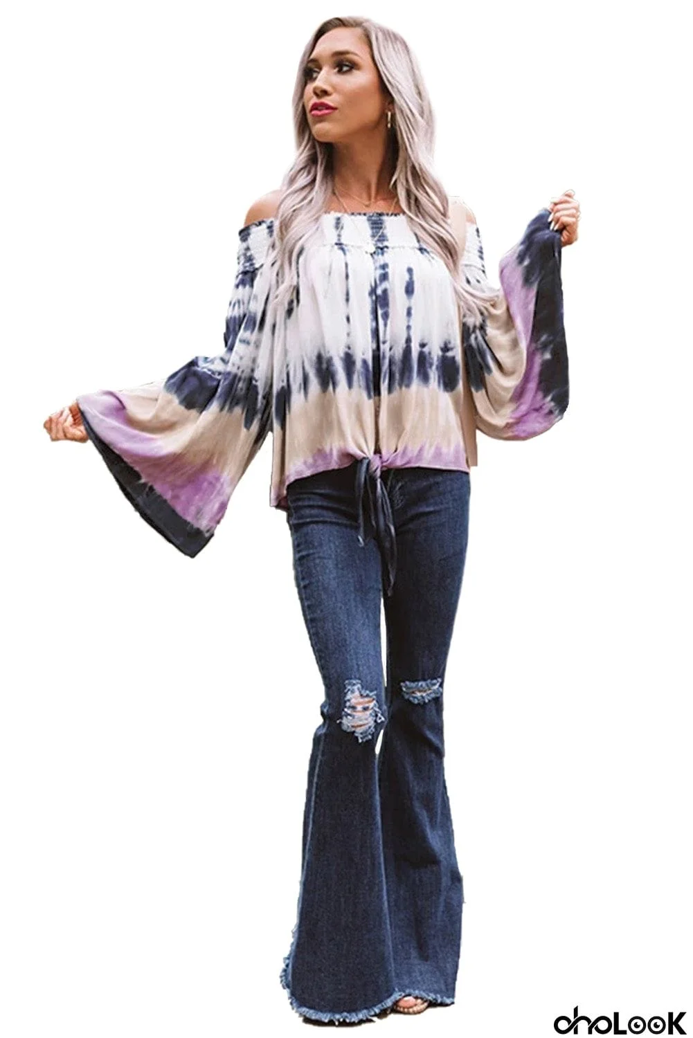 Love Triangle Off Shoulder Tie Top