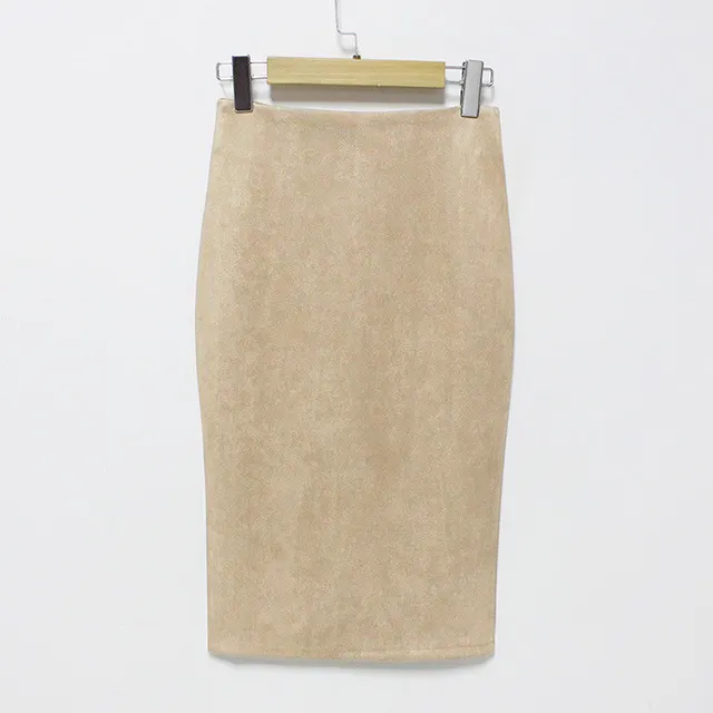 Churchf Churchf Skirt Solid Color Split Deer Skin Velvet Skirt High Purse Hip Thin Versatile Skirt
