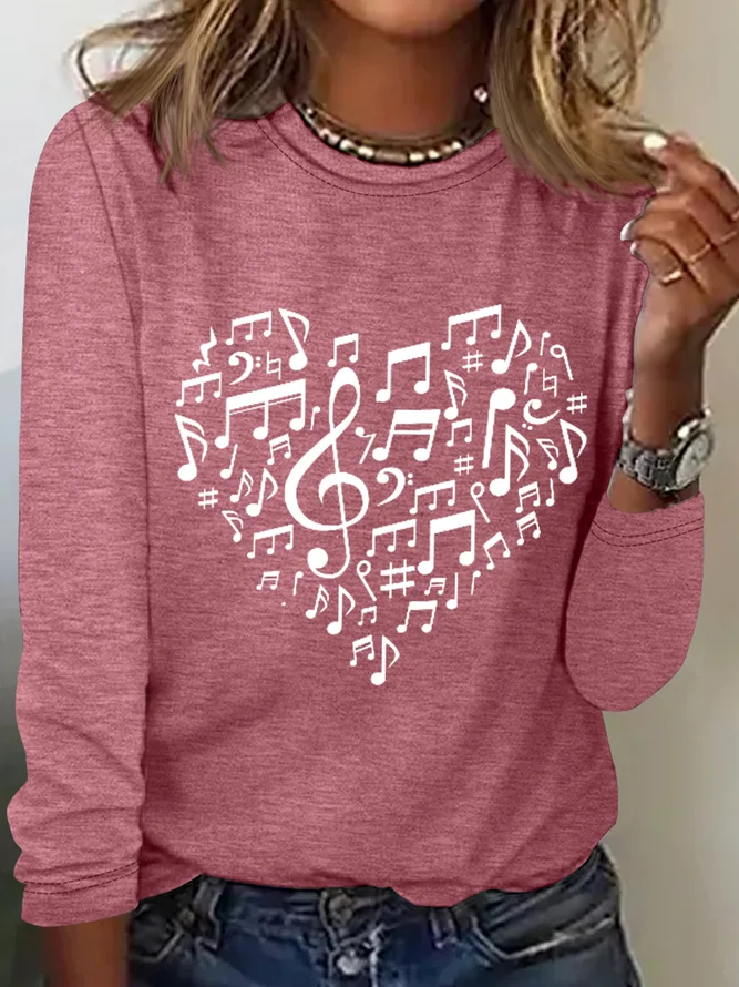 Women's Casual Heart Music Simple  T-shirt wearshes