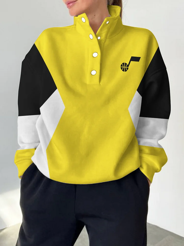 Utah Jazz 2025 New Design Casual Snap Mockneck Pullover