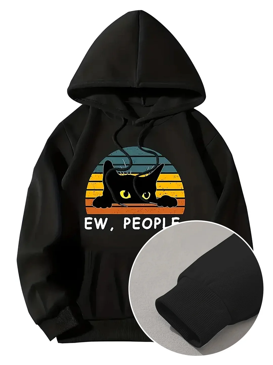 Print Hoodie, Casual Long Sleeve Kangaroo Pocket Drawstring Hoodie Sweatshirt, Women's Clothing | IFYHOME