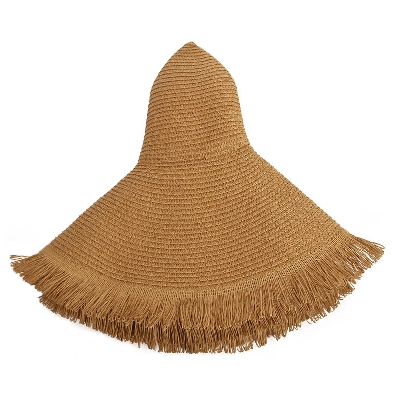 Unisex Minimalist Solid Color Wide Eaves Straw Hat