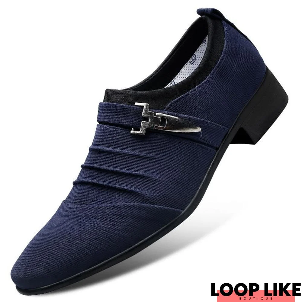 Men Fashion Pointed Toe Canvas Slip On Formal Oxfords Shoes