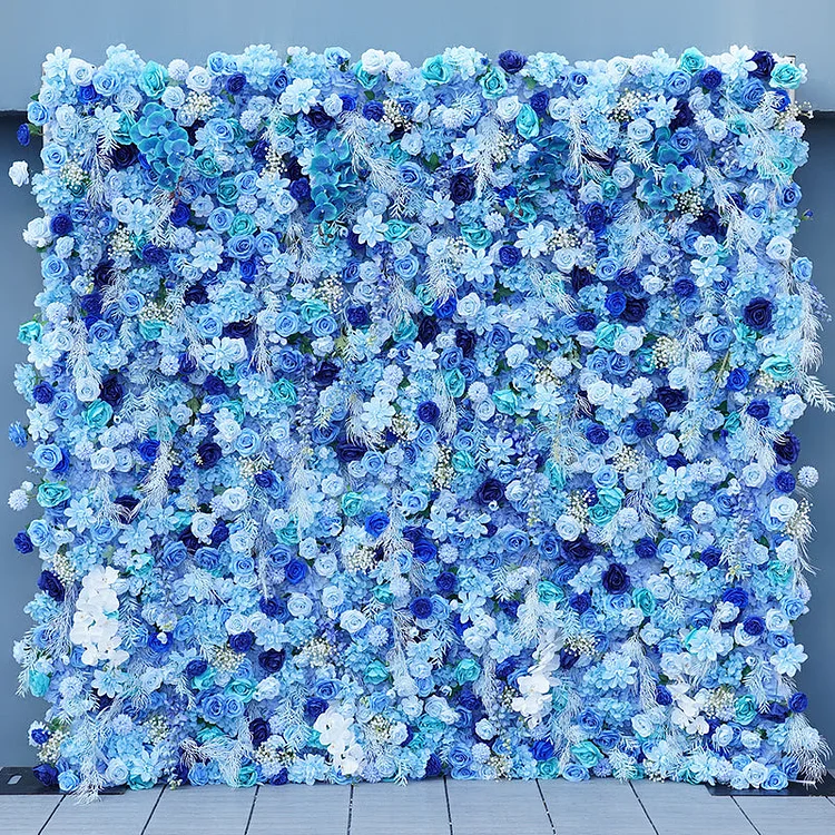 A7775 Blue Series Rose Orchid Mist Grass 5D Wedding Decor Cloth Roll Up Flower Wall