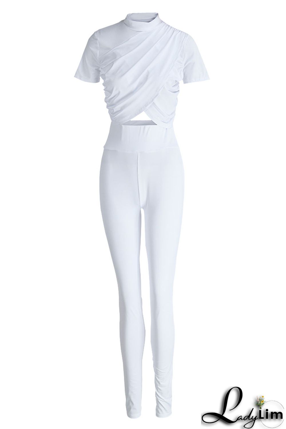 Green Sexy Solid Split Joint O Neck Short Sleeve Two Pieces