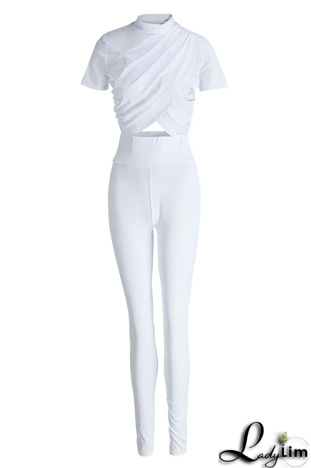 Green Sexy Solid Split Joint O Neck Short Sleeve Two Pieces