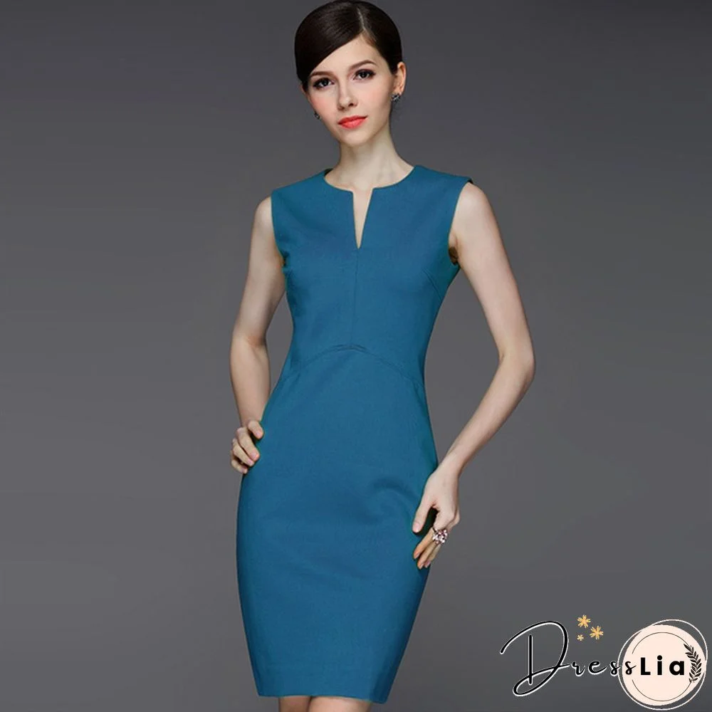 Commuting Fashion Office Women's Dresses Waist Slim Sleeveless Dress Skirt