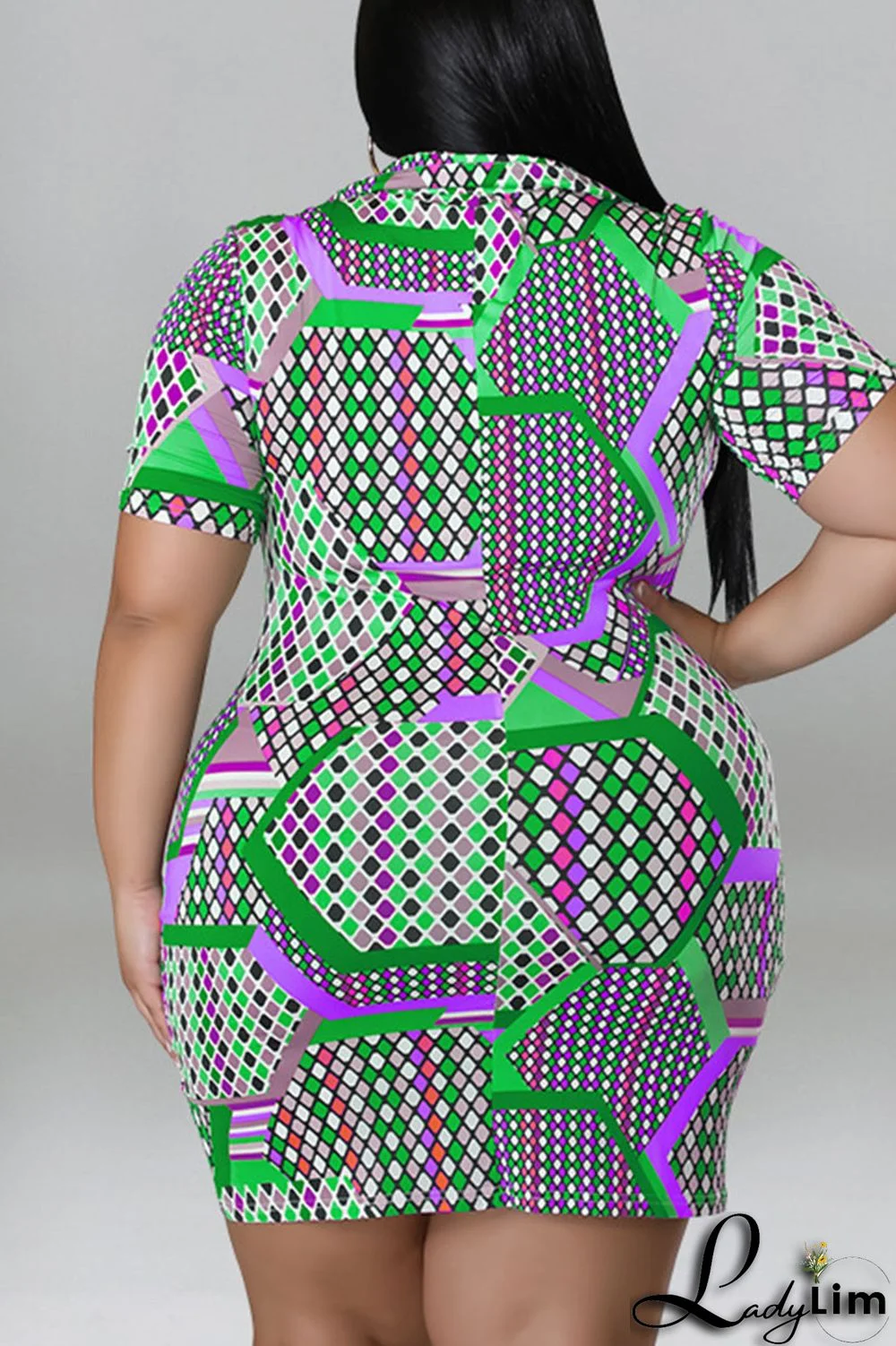 Blue Casual Print Patchwork Buckle Turndown Collar Shirt Dress Plus Size Dresses