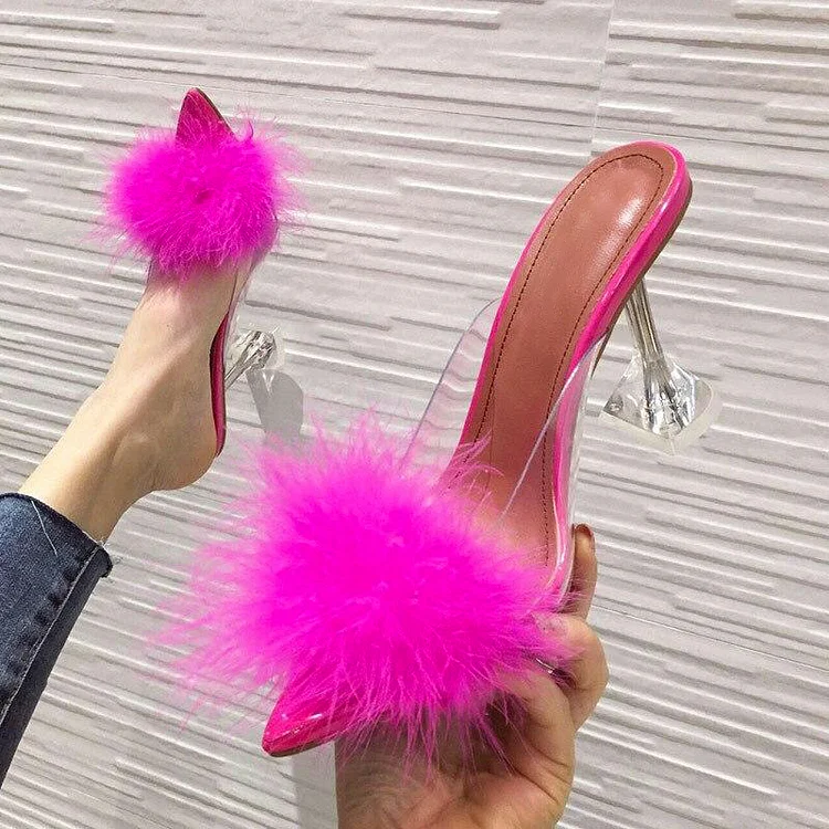 Hot Pink Patent Stiletto Fur Heels Vdcoo