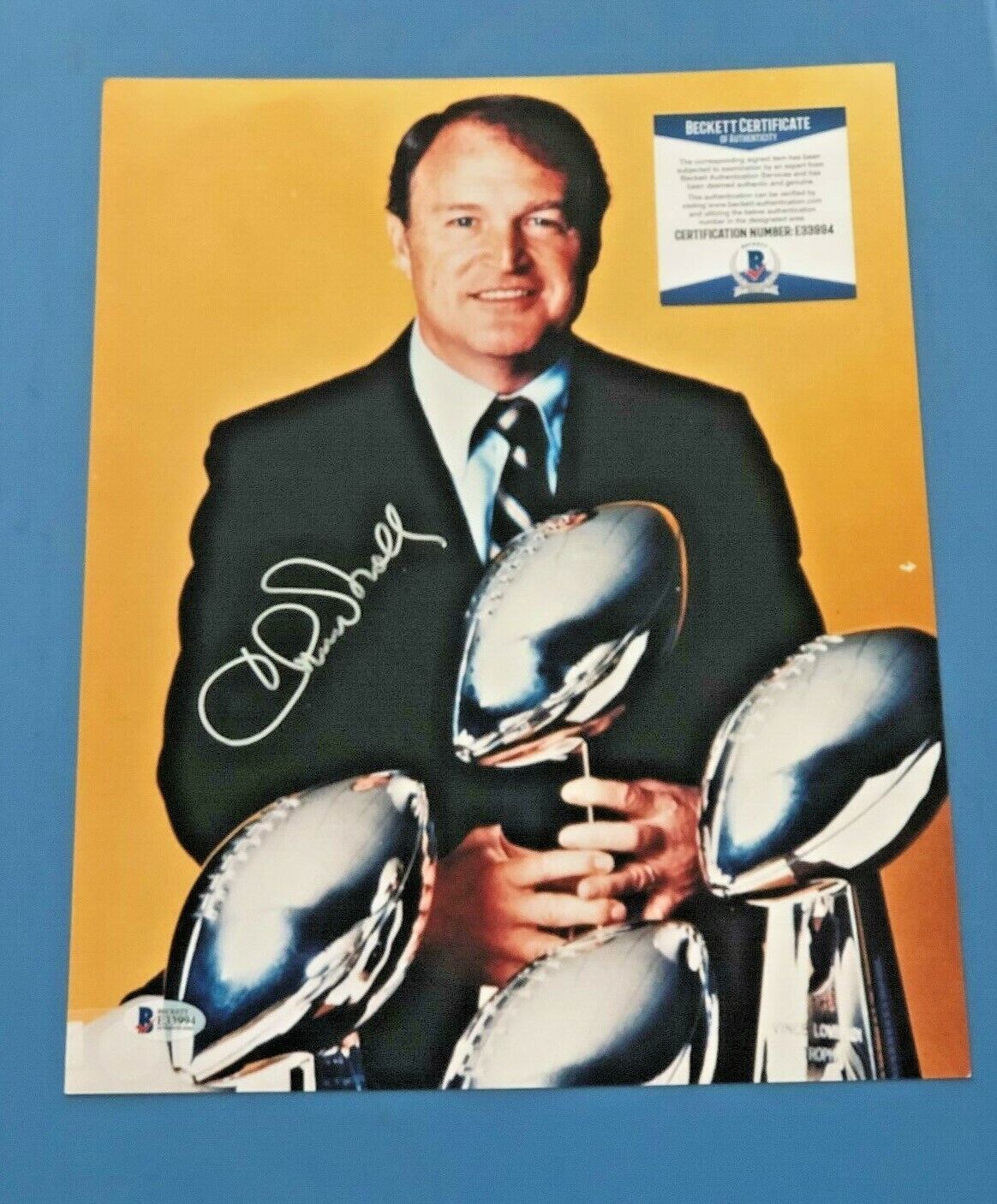 CHUCK NOLL SIGNED 11X14 PITTSBURGH STEELERS Photo Poster painting BECKETT CERTIFIED