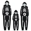 Family Matching Halloween Long Sleeve Pajamas Jumpsuit Skeleton Printed Sleepwear