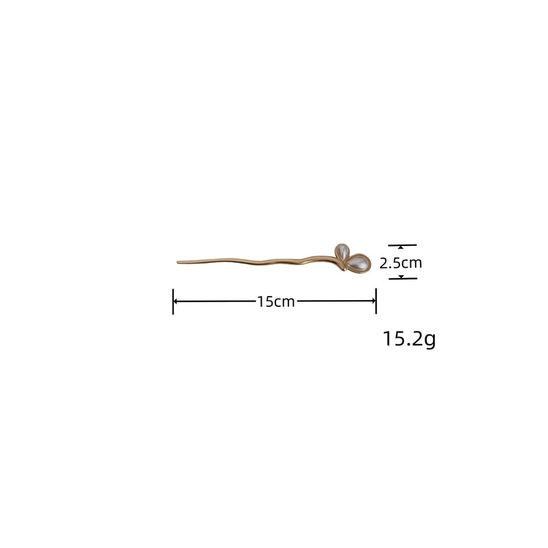 Women’s Elegant Heart Shape Alloy Inlay Pearl Hair Sticks