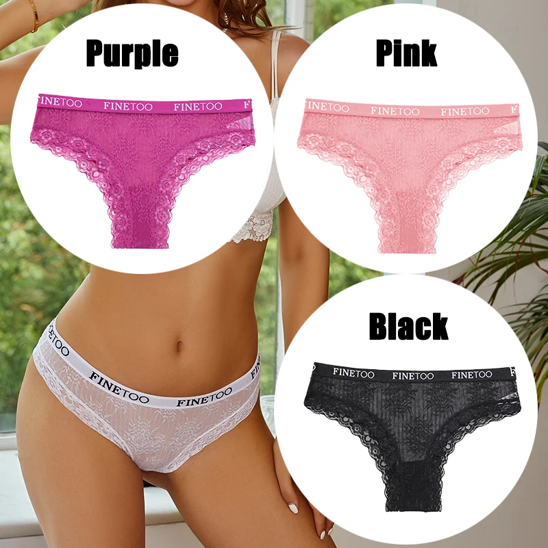 Billionm FINETOO Women Sexy Lace Panties Floral Perspective Underwear Intimates Brazilian Pant Female Breathable Thong Soft Lingerie