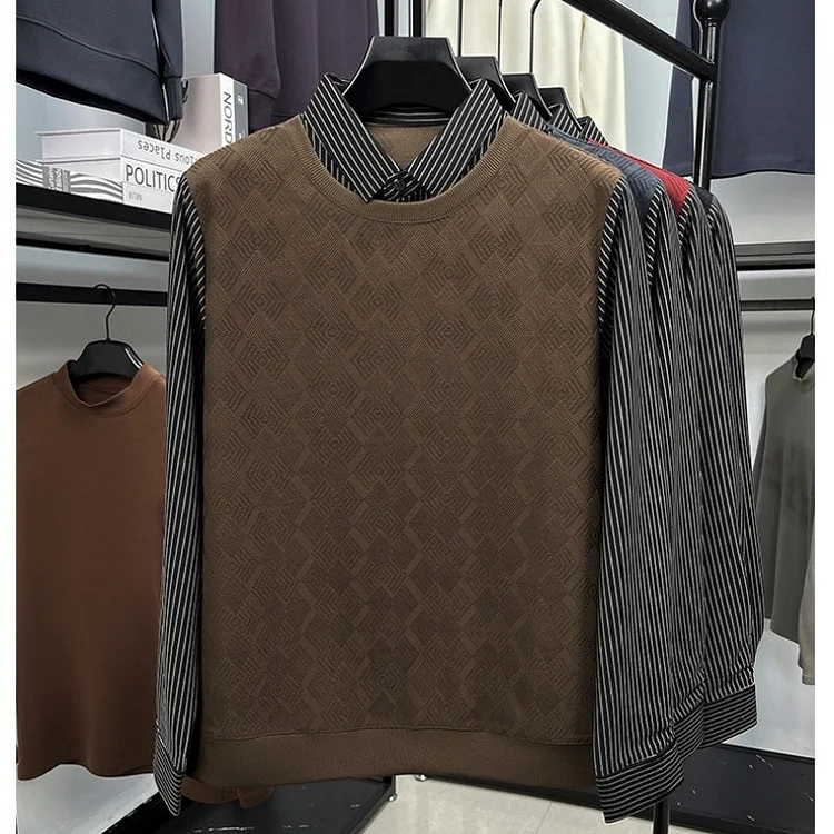 Herren l&auml;ssiges Langarm-Oberteil in Layering-Optik