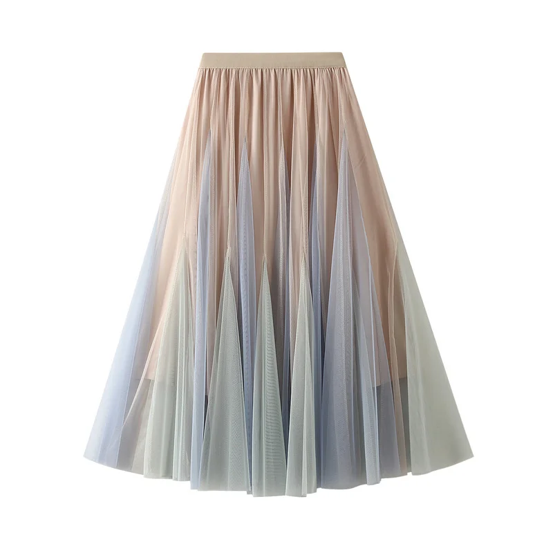 Nigikala Nigikala Croobedging Skirt Fresh Mesh Awning Skirt Women 2025 Spring Dress Gradually Transformed Skirt Skirt 1830