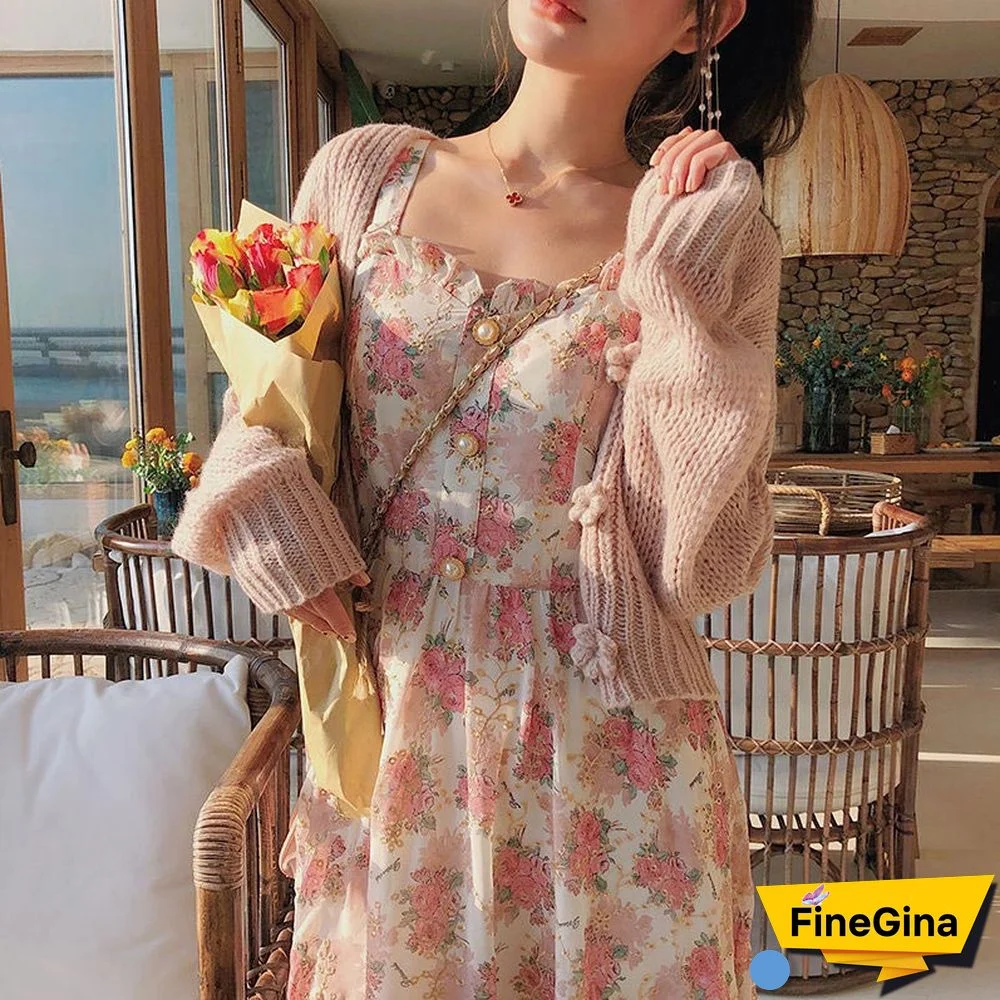 Women Summer Print Floral Midi Dress Vintage Franch Style Female Strapless Party Dress Casual Holiday Lady Boho Vestido