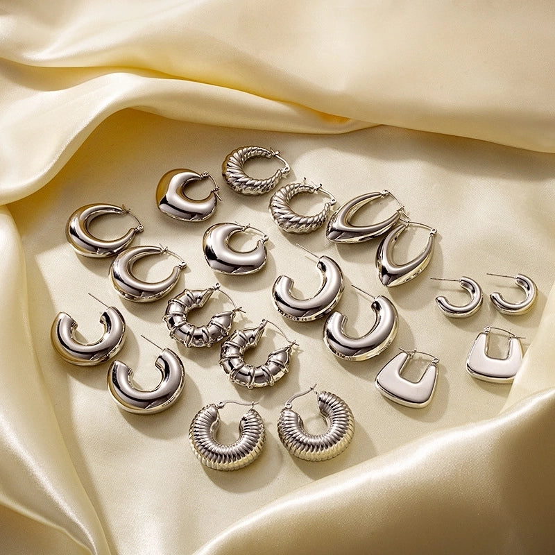 1 Pair Casual Classic Style C Shape U Shape Irregular Plating 304 Stainless Steel Earrings Ear Studs