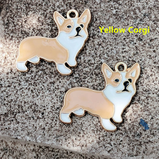 3 Style Dog Charm Pendant .Metal Enamel Corgi Dog Shape Charm,Gold Animal Puppy Pendant Charm diy Jewelry