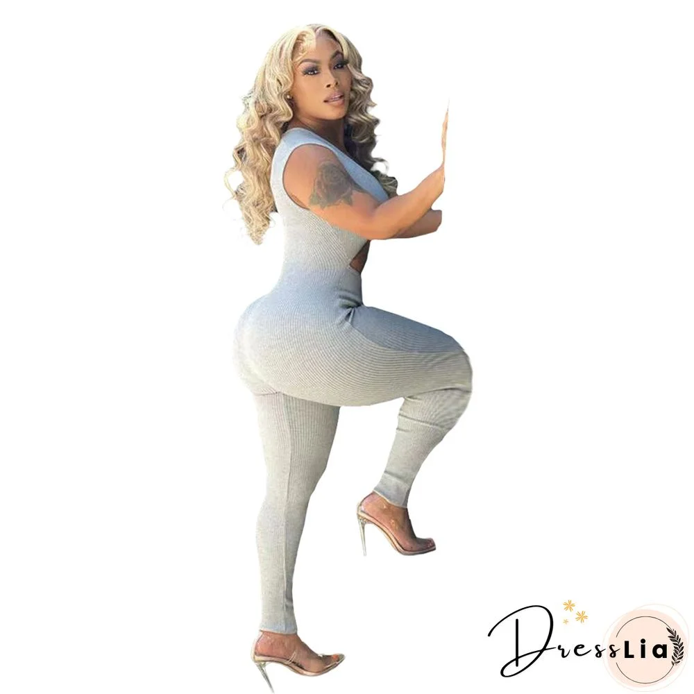 Sleeveless Cut Out Skinny One Piece Jumpsuit