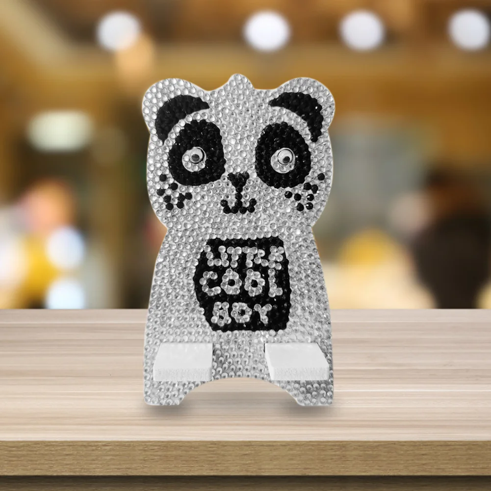 DIY Mobile Phone Holder Rhinestone Resin Bracket Desktop Decor (Panda)