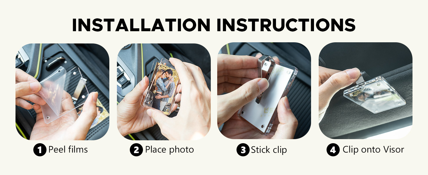 Car Visor Photo Clip - Acrylic Car Photo Holder , Strong Magnet Visor Clip Photo Frame
