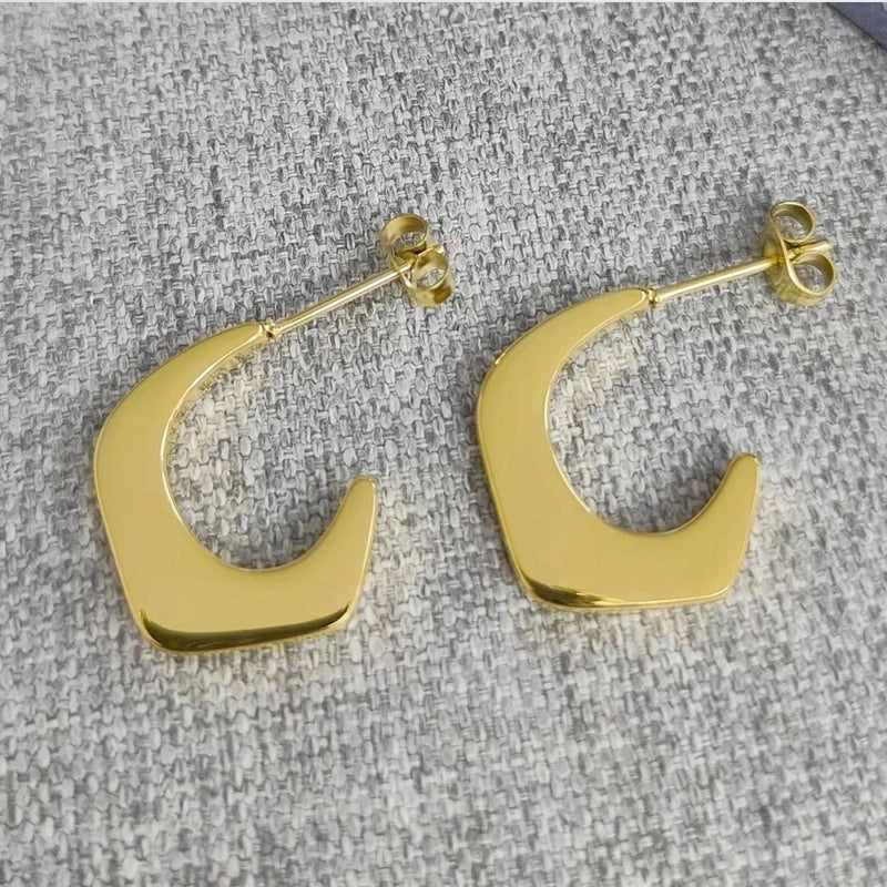 1 Pair Elegant Vintage Style Geometric Solid Color Plating Stainless Steel 18k Gold Plated Drop Earrings3