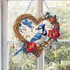 (US Local)DIY Double Sided Special Shaped Wreath Blue Bird Diamond Painting Hanging Decor