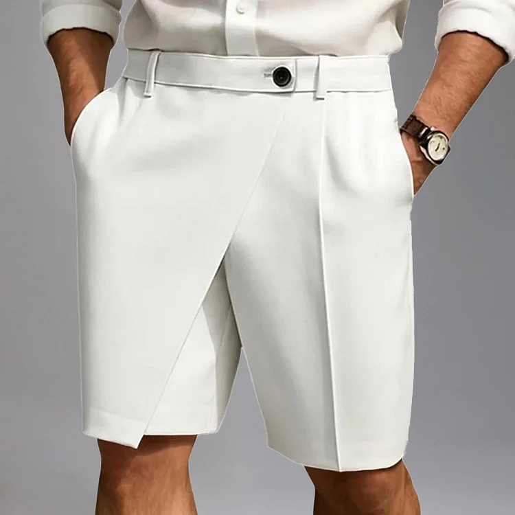 Fashion Mid Rise Slant Pocket Solid Layered Shorts Okaywear