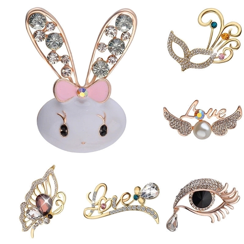 Fashion Pin Letter Butterfly Alloy Inlay Rhinestones Women'S Brooches