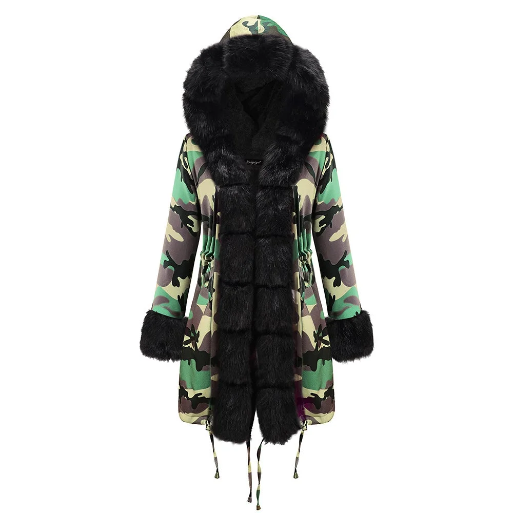 Women Fur Collar Jacket Winter Coat