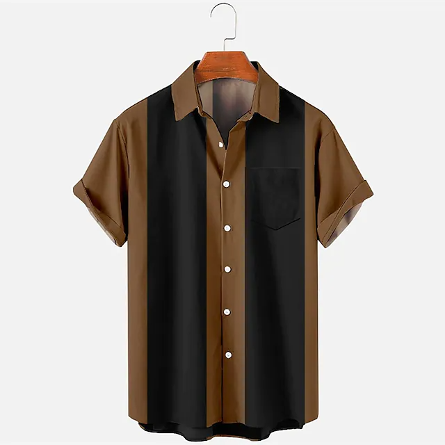  Men's Vintage 50s Style Classic Bowling Shirt