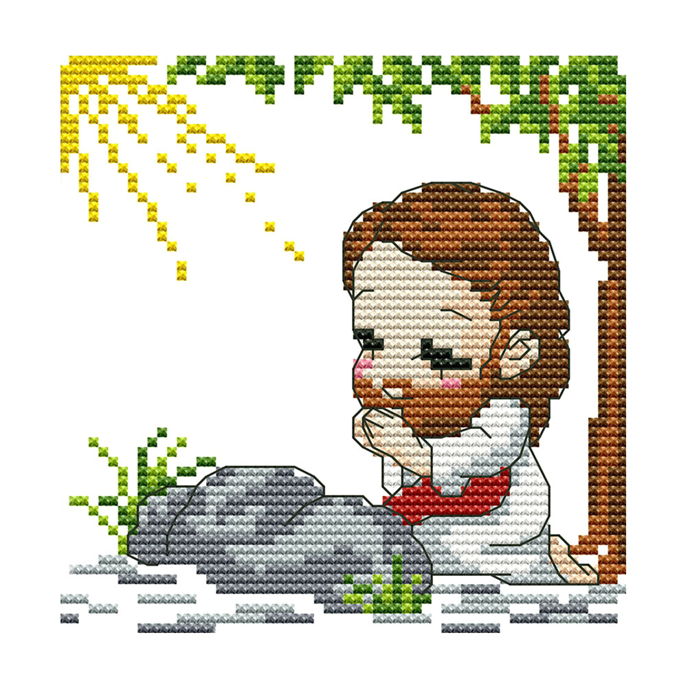 

Cute Jesus - 14CT Stamped Cross Stitch - 16*16CM, 501 Original