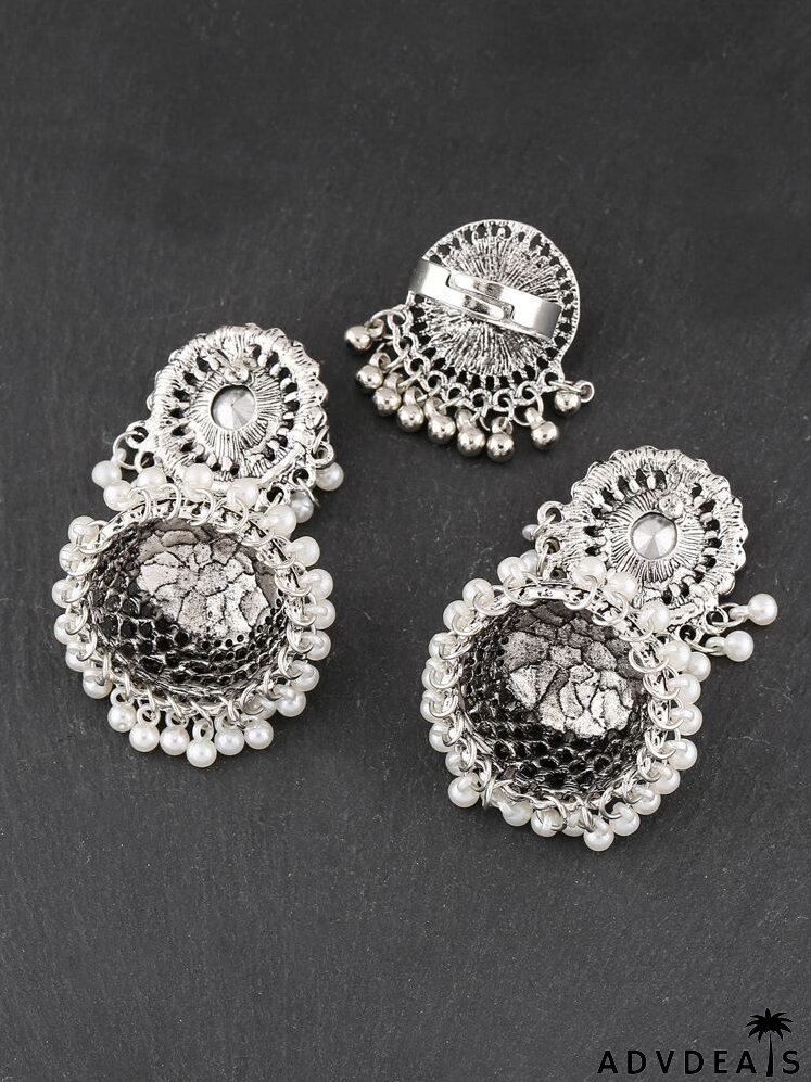 3pcs Faux Pearl Decor Jhumka Jewelry Set