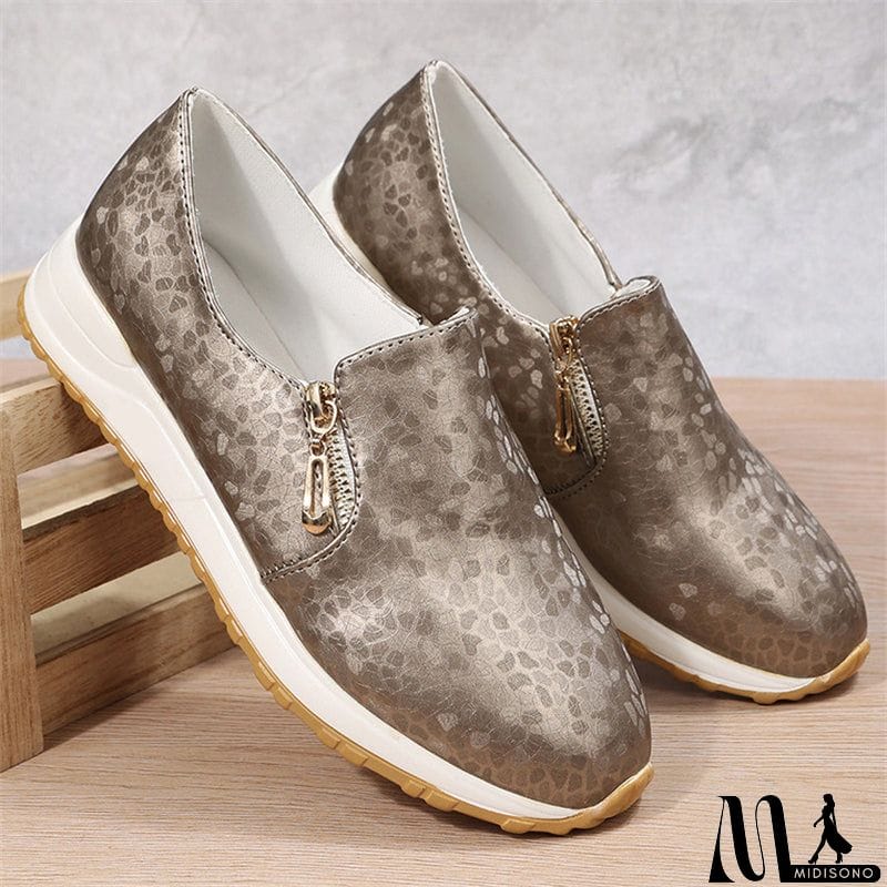 MidiSono - Distinctive Multi-color Snake Pattern Thick Heels Female Loafers