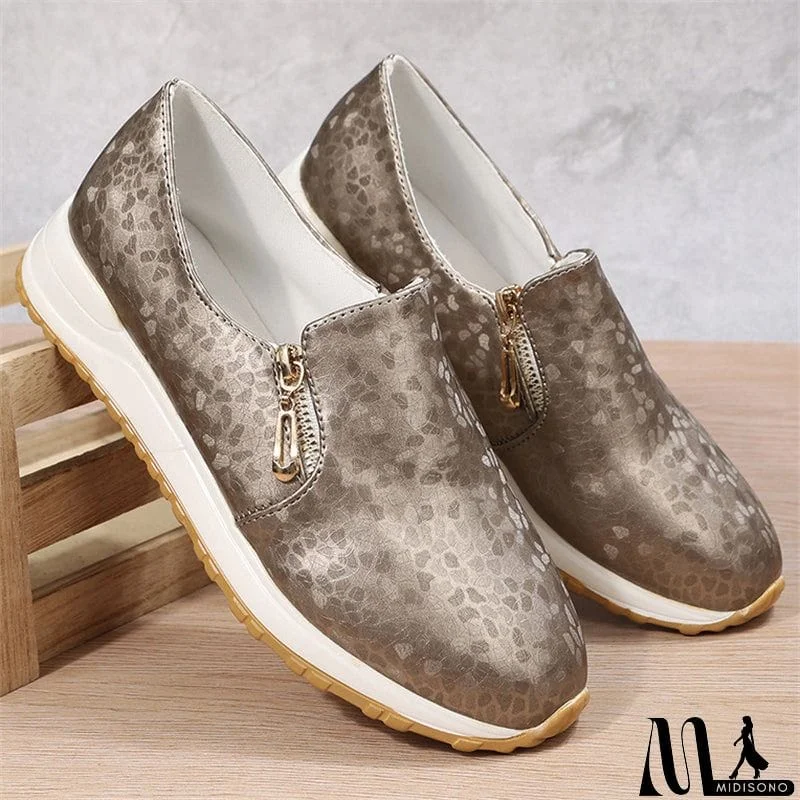 MidiSono - Distinctive Multi-color Snake Pattern Thick Heels Female Loafers