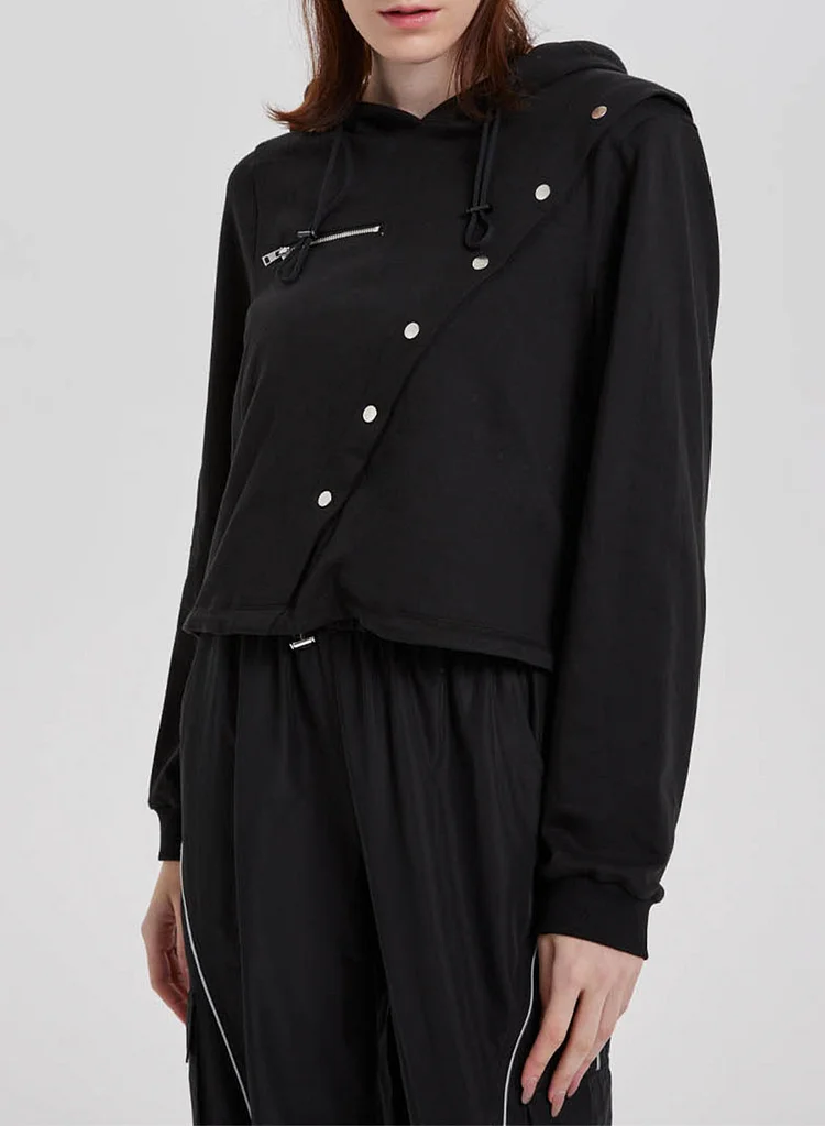 Buttoned Cotton Hoodie