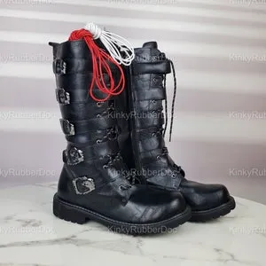 Leather Kinky Boots. High Knee Shoes BDSM Pride Outfit Gay Dom ...